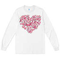 White breast cancer awareness heart Long Sleeve Tee - MaliasSmallBusiness
