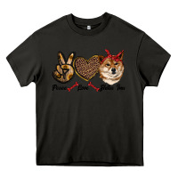 Asphalt peace love shiba inu Heavy Core Tee - RanaPortraitStore