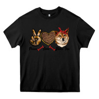 Black peace love shiba inu Heavy Core Tee - RanaPortraitStore