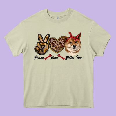 Peace Love Shiba Inu Heavy Core Tee Designed By Ranaportraitstore
