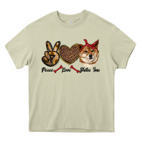 Mossy peace love shiba inu Heavy Core Tee - RanaPortraitStore