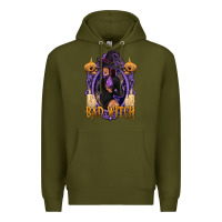 Army Green Bad Witch Black Woman Premium Hoodie - texasbilliewilder