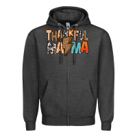 Charcoal Heather Thankful Mama Zipper Hoodie - MaliasSmallBusiness