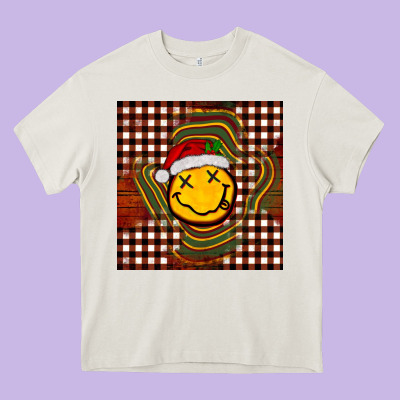 Christmas Smiley Face Heavy Core Tee Designed By Barkaloodesign