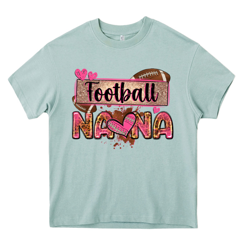 Football Nana With Leopard Heavy Core Tee by Zillion Design Studio | Teevron