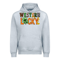 Heather Grey Western lucky with clover St. Patricks day Urban Hoodie - HowdyJamesFarm