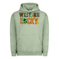 Pigment Oil Green Western lucky with clover St. Patricks day Urban Hoodie - HowdyJamesFarm