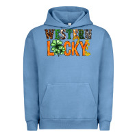 Pigment Pebble Blue Western lucky with clover St. Patricks day Urban Hoodie - HowdyJamesFarm