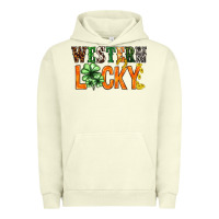 Pigment Pistachio Western lucky with clover St. Patricks day Urban Hoodie - HowdyJamesFarm