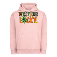 Pigment Salmon Western lucky with clover St. Patricks day Urban Hoodie - HowdyJamesFarm