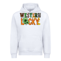 White Western lucky with clover St. Patricks day Urban Hoodie - HowdyJamesFarm