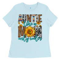 Baby Blue auntie like a mom only cooler Ladies Tee - Zillion Design Studio