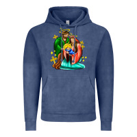 Vintage Denim oh holy night  with cross ado Vintage Hoodie - AdoDesignShop