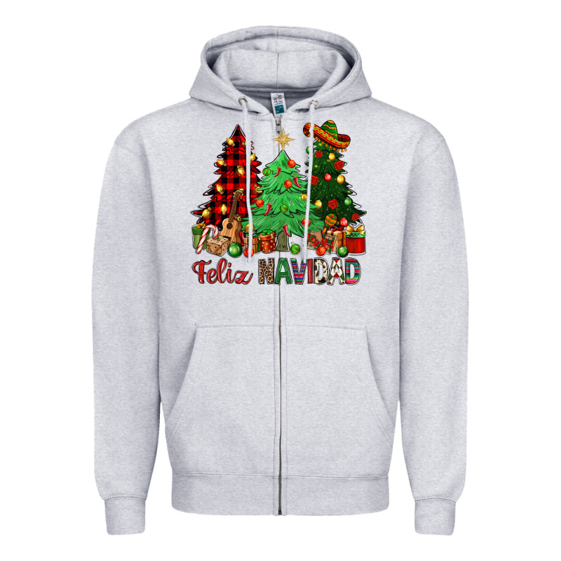 Feliz Navidad Zipper Hoodie by NancyCooperArtShop | Teevron