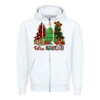 White Feliz Navidad Zipper Hoodie - NancyCooperArtShop