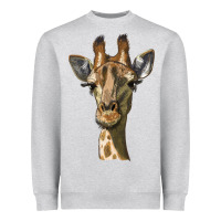 Heather Grey giraffe head Heavyweight Sweatshirt - LillyAllenDesigns