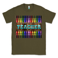 Army Green Teacher Crayons Classic Tee - LillyAllenDesigns