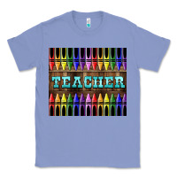 Colony Blue Teacher Crayons Classic Tee - LillyAllenDesigns
