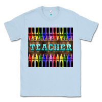 Dusty Blue Teacher Crayons Classic Tee - LillyAllenDesigns