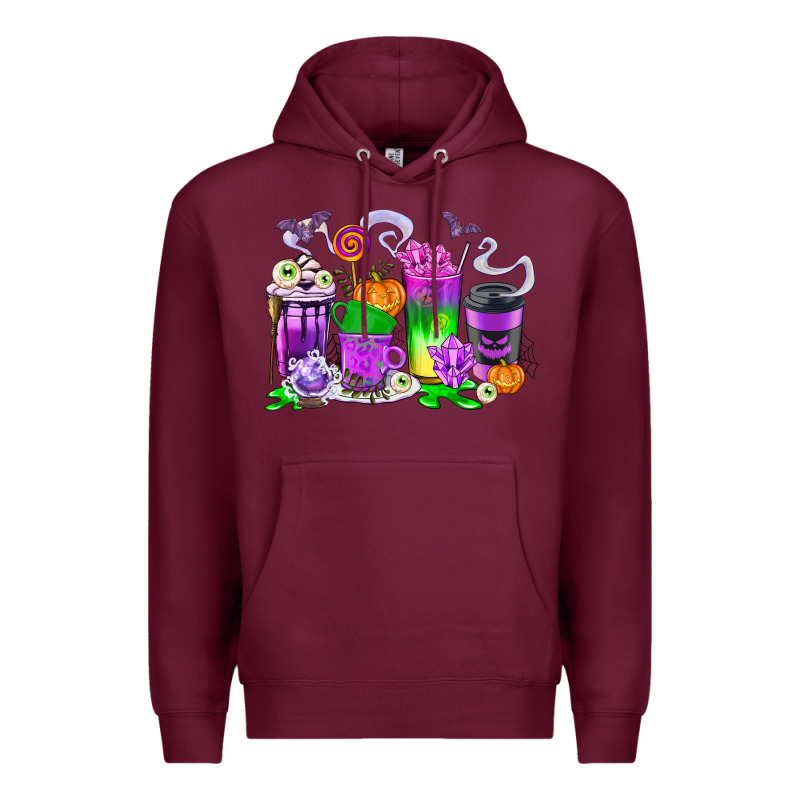 Halloween Coffee Cups Premium Hoodie by texasbilliewilder | Teevron