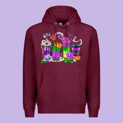 Halloween Coffee Cups Premium Hoodie Designed By Texasbilliewilder