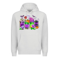 Dove Grey Halloween Coffee Cups Premium Hoodie - texasbilliewilder
