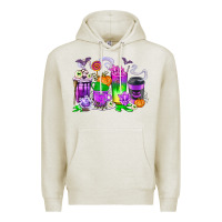 Oatmeal Heather Halloween Coffee Cups Premium Hoodie - texasbilliewilder