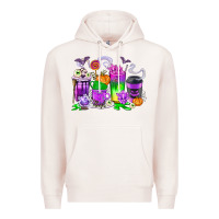 Pale Pink Halloween Coffee Cups Premium Hoodie - texasbilliewilder