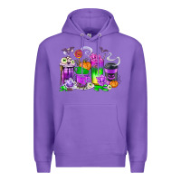 Purple Halloween Coffee Cups Premium Hoodie - texasbilliewilder