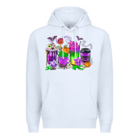 White Halloween Coffee Cups Premium Hoodie - texasbilliewilder
