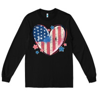 Black usa heart Long Sleeve Tee - MaliasSmallBusiness