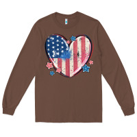 Chestnut usa heart Long Sleeve Tee - MaliasSmallBusiness