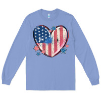 Colony Blue usa heart Long Sleeve Tee - MaliasSmallBusiness