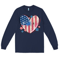 Navy usa heart Long Sleeve Tee - MaliasSmallBusiness