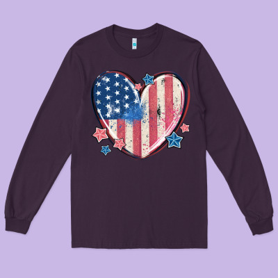 Usa Heart Long Sleeve Tee Designed By Maliassmallbusiness