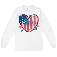 White usa heart Long Sleeve Tee - MaliasSmallBusiness
