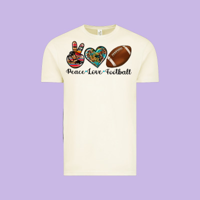 Peace Love Football Vintage Tee Designed By Artiststas