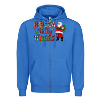 True Royal Holly Jolly vibes Christmas with Santa Zipper Hoodie - NancyCooperArtShop