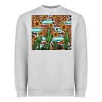 Heather Grey western cactus and sunflowers Heavyweight Sweatshirt - Jasminsmagicworld