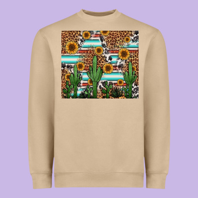 Western Cactus And Sunflowers Heavyweight Sweatshirt Designed By Jasminsmagicworld