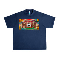 Navy soccer mom with ball and sunflower and serape licanse plate Urban Heavy Tee - Artiststas