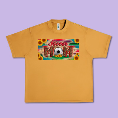 Soccer Mom With Ball And Sunflower And Serape Licanse Plate Urban Heavy Tee Designed By Artiststas
