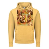Vintage Mustard fall squirrel and plaid seamless Vintage Hoodie - BundleAndBundleShop