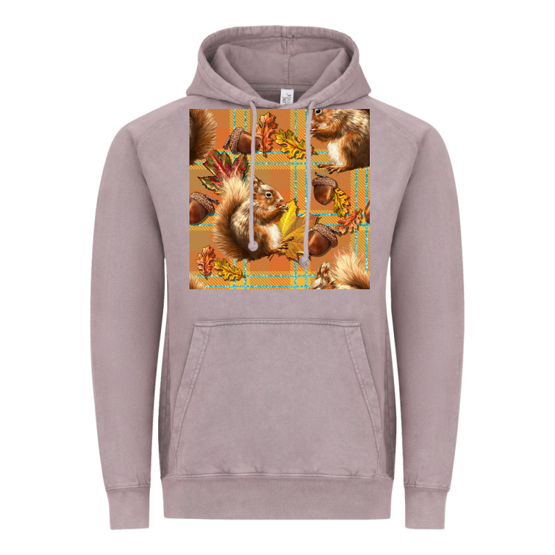 Fall Squirrel And Plaid Seamless Vintage Hoodie by BundleAndBundleShop | Teevron