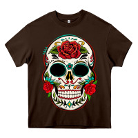 Chocolate Brown mexican day of the dead Heavy Core Tee - texasbilliewilder