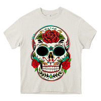 Cream mexican day of the dead Heavy Core Tee - texasbilliewilder