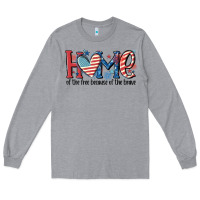 Heather Grey home of the free because of the brave Long Sleeve Tee - MaliasSmallBusiness