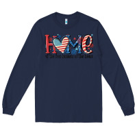 Navy home of the free because of the brave Long Sleeve Tee - MaliasSmallBusiness