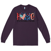 Plum home of the free because of the brave Long Sleeve Tee - MaliasSmallBusiness