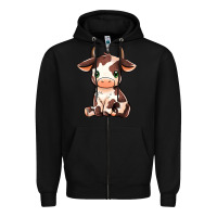 Black Baby Brown Cow Zipper Hoodie - MaliasSmallBusiness
